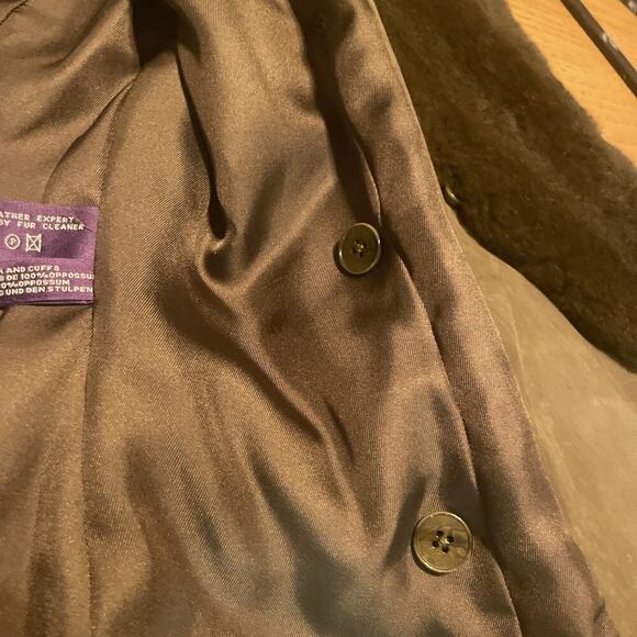 Vintage Ralph Lauren Purple Label Fur Collar Short Jacket Leather Belted Coat 8 - Picture 13 of 16